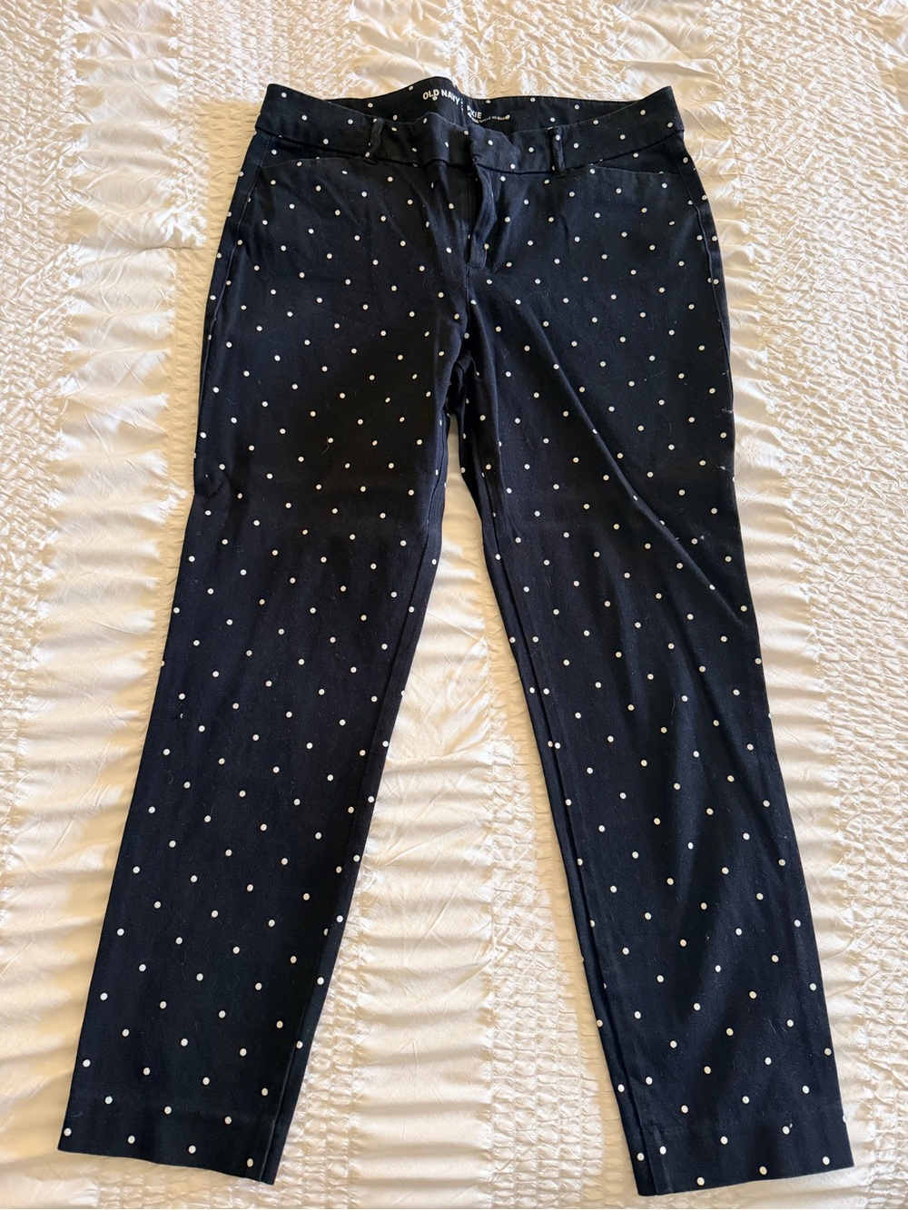 Polka Dot Stretch Anklet Pants - Black with White Dots